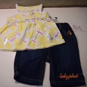 NWT baby phat toddler girl Jean set sz 18 mo